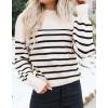 ZESICA Women’s Casual Turtleneck Long Lantern Sleeve Fall 2026 Oversized Ribbed Knit Pullover Sweater Jumper Top(Apricotstripe)