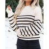 ZESICA Women’s Casual Turtleneck Long Lantern Sleeve Fall 2026 Oversized Ribbed Knit Pullover Sweater Jumper Top(Apricotstripe)