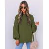 ZESICA Women’s Casual Turtleneck Long Lantern Sleeve Fall 2026 Oversized Ribbed Knit Pullover Sweater Jumper Top(Armygreen)