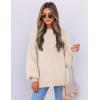ZESICA Women’s Casual Turtleneck Long Lantern Sleeve Fall 2026 Oversized Ribbed Knit Pullover Sweater Jumper Top(Beige)