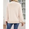 ZESICA Women’s Casual Turtleneck Long Lantern Sleeve Fall 2026 Oversized Ribbed Knit Pullover Sweater Jumper Top(Beige)