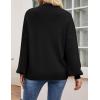 ZESICA Women’s Casual Turtleneck Long Lantern Sleeve Fall 2026 Oversized Ribbed Knit Pullover Sweater Jumper Top(Black)