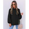 ZESICA Women’s Casual Turtleneck Long Lantern Sleeve Fall 2026 Oversized Ribbed Knit Pullover Sweater Jumper Top(Black)