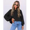 ZESICA Women’s Casual Turtleneck Long Lantern Sleeve Fall 2026 Oversized Ribbed Knit Pullover Sweater Jumper Top(Black)