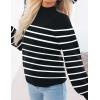 ZESICA Women’s Casual Turtleneck Long Lantern Sleeve Fall 2026 Oversized Ribbed Knit Pullover Sweater Jumper Top(Blackstripe)