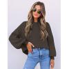 ZESICA Women’s Casual Turtleneck Long Lantern Sleeve Fall 2026 Oversized Ribbed Knit Pullover Sweater Jumper Top(Coffee)