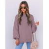 ZESICA Women’s Casual Turtleneck Long Lantern Sleeve Fall 2026 Oversized Ribbed Knit Pullover Sweater Jumper Top(Darkviolet)
