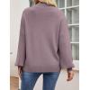 ZESICA Women’s Casual Turtleneck Long Lantern Sleeve Fall 2026 Oversized Ribbed Knit Pullover Sweater Jumper Top(Darkviolet)