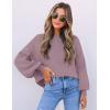 ZESICA Women’s Casual Turtleneck Long Lantern Sleeve Fall 2026 Oversized Ribbed Knit Pullover Sweater Jumper Top(Darkviolet)