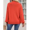 ZESICA Women’s Casual Turtleneck Long Lantern Sleeve Fall 2026 Oversized Ribbed Knit Pullover Sweater Jumper Top(Firered)