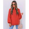 ZESICA Women’s Casual Turtleneck Long Lantern Sleeve Fall 2026 Oversized Ribbed Knit Pullover Sweater Jumper Top(Firered)
