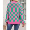 ZESICA Women’s Casual Turtleneck Long Lantern Sleeve Fall 2026 Oversized Ribbed Knit Pullover Sweater Jumper Top(Greenplaid)
