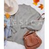 ZESICA Women’s Casual Turtleneck Long Lantern Sleeve Fall 2026 Oversized Ribbed Knit Pullover Sweater Jumper Top(Grey)