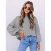ZESICA Women’s Casual Turtleneck Long Lantern Sleeve Fall 2026 Oversized Ribbed Knit Pullover Sweater Jumper Top(Grey)