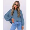 ZESICA Women’s Casual Turtleneck Long Lantern Sleeve Fall 2026 Oversized Ribbed Knit Pullover Sweater Jumper Top(Greyblue)