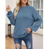 ZESICA Women’s Casual Turtleneck Long Lantern Sleeve Fall 2026 Oversized Ribbed Knit Pullover Sweater Jumper Top(Greyblue)