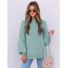 ZESICA Women’s Casual Turtleneck Long Lantern Sleeve Fall 2026 Oversized Ribbed Knit Pullover Sweater Jumper Top(Lake)