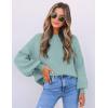 ZESICA Women’s Casual Turtleneck Long Lantern Sleeve Fall 2026 Oversized Ribbed Knit Pullover Sweater Jumper Top(Lake)