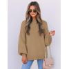 ZESICA Women’s Casual Turtleneck Long Lantern Sleeve Fall 2026 Oversized Ribbed Knit Pullover Sweater Jumper Top(Lightkhaki)