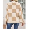 ZESICA Women’s Casual Turtleneck Long Lantern Sleeve Fall 2026 Oversized Ribbed Knit Pullover Sweater Jumper Top(Lightkhakiplaid)