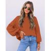ZESICA Women’s Casual Turtleneck Long Lantern Sleeve Fall 2026 Oversized Ribbed Knit Pullover Sweater Jumper Top(Maple)