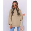 ZESICA Women’s Casual Turtleneck Long Lantern Sleeve Fall 2026 Oversized Ribbed Knit Pullover Sweater Jumper Top(Oatmeal)