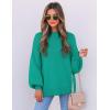 ZESICA Women’s Casual Turtleneck Long Lantern Sleeve Fall 2026 Oversized Ribbed Knit Pullover Sweater Jumper Top(Peacock)