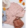 ZESICA Women’s Casual Turtleneck Long Lantern Sleeve Fall 2026 Oversized Ribbed Knit Pullover Sweater Jumper Top(Pink)