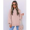 ZESICA Women’s Casual Turtleneck Long Lantern Sleeve Fall 2026 Oversized Ribbed Knit Pullover Sweater Jumper Top(Pink)