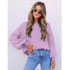 ZESICA Women’s Casual Turtleneck Long Lantern Sleeve Fall 2026 Oversized Ribbed Knit Pullover Sweater Jumper Top(Purple)