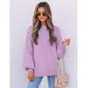 ZESICA Women’s Casual Turtleneck Long Lantern Sleeve Fall 2026 Oversized Ribbed Knit Pullover Sweater Jumper Top(Purple)