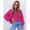 ZESICA Women’s Casual Turtleneck Long Lantern Sleeve Fall 2026 Oversized Ribbed Knit Pullover Sweater Jumper Top(Roseblack)