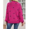 ZESICA Women’s Casual Turtleneck Long Lantern Sleeve Fall 2026 Oversized Ribbed Knit Pullover Sweater Jumper Top(Roseblack)
