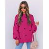 ZESICA Women’s Casual Turtleneck Long Lantern Sleeve Fall 2026 Oversized Ribbed Knit Pullover Sweater Jumper Top(Roseblack)