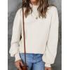ZESICA Women’s Casual Turtleneck Long Lantern Sleeve Fall 2026 Oversized Ribbed Knit Pullover Sweater Jumper Top(White)