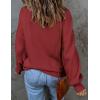 ZESICA Women’s Casual Turtleneck Long Lantern Sleeve Fall 2026 Oversized Ribbed Knit Pullover Sweater Jumper Top(Wine)