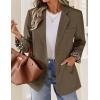 ZESICA Women’s Fall Business Casual Blazers 2026 Long Sleeve Lapel Open Front Button Work Blazer Jackets with Pockets(Brown)