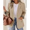 ZESICA Women’s Fall Business Casual Blazers 2026 Long Sleeve Lapel Open Front Button Work Blazer Jackets with Pockets(Khaki)