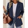 ZESICA Women’s Fall Business Casual Blazers 2026 Long Sleeve Lapel Open Front Button Work Blazer Jackets with Pockets(Navy)