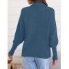 ZESICA Women’s Fall Lapel Collar V Neck Long Sleeve Ribbed Knit Comfy Loose Casual Pullover Sweater Jumper Top(Blue)