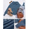 ZESICA Women’s Fall Lapel Collar V Neck Long Sleeve Ribbed Knit Comfy Loose Casual Pullover Sweater Jumper Top(Blue)