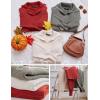 ZESICA Women’s Fall Lapel Collar V Neck Long Sleeve Ribbed Knit Comfy Loose Casual Pullover Sweater Jumper Top(Brickred)