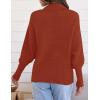 ZESICA Women’s Fall Lapel Collar V Neck Long Sleeve Ribbed Knit Comfy Loose Casual Pullover Sweater Jumper Top(Brickred)