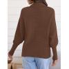 ZESICA Women’s Fall Lapel Collar V Neck Long Sleeve Ribbed Knit Comfy Loose Casual Pullover Sweater Jumper Top(Coffee)
