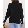 ZESICA Women’s Fall Lapel Collar V Neck Long Sleeve Ribbed Knit Comfy Loose Casual Pullover Sweater Jumper Top(Darkblack)
