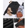 ZESICA Women’s Fall Lapel Collar V Neck Long Sleeve Ribbed Knit Comfy Loose Casual Pullover Sweater Jumper Top(Darkblack)
