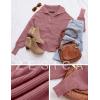 ZESICA Women’s Fall Lapel Collar V Neck Long Sleeve Ribbed Knit Comfy Loose Casual Pullover Sweater Jumper Top(Dustypink)