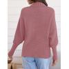 ZESICA Women’s Fall Lapel Collar V Neck Long Sleeve Ribbed Knit Comfy Loose Casual Pullover Sweater Jumper Top(Dustypink)