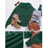 ZESICA Women’s Fall Lapel Collar V Neck Long Sleeve Ribbed Knit Comfy Loose Casual Pullover Sweater Jumper Top(Forestgreen)