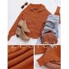 ZESICA Women’s Fall Lapel Collar V Neck Long Sleeve Ribbed Knit Comfy Loose Casual Pullover Sweater Jumper Top(Maple)